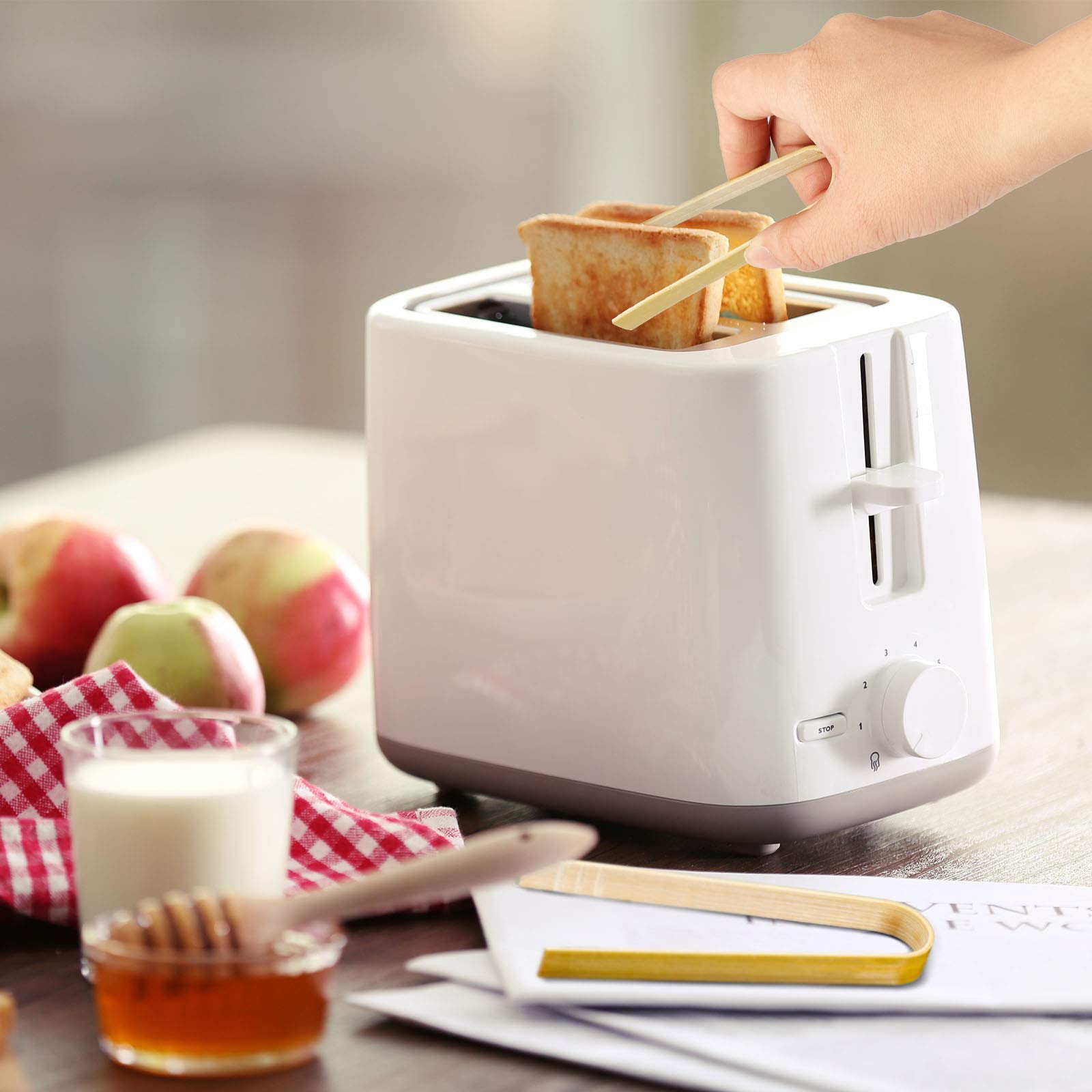 Patelai 90 Pieces Mini Bamboo Tongs Long Toast Tongs Disposable Wooden Cooking Tongs Bamboo Cooking Utensils For Cooking Toast B